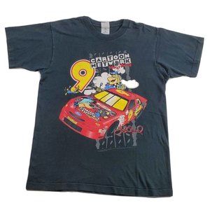 Vintage 90s Cartoon Network Wacky Racing Flintstones NASCAR T Shirt Size M